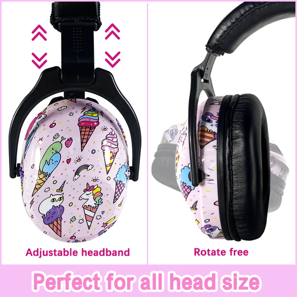 ZOHAN Kids Earmuff Noise Reduction Earmuffs Headset Hearing Protection Defender For Children Toddlers Hearing Safety Ice Cream