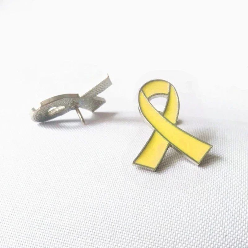 Pack of 10 Yellow Ribbon Brooches Health Consciousness Pins Stylish Women Badge Elegant Enamel Breastpin Accessories XXFB