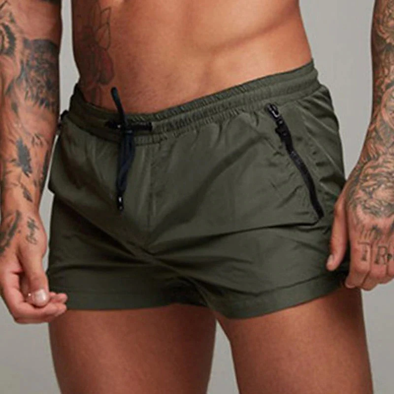 Heren Short Outdoor Hardloopzak Met Trekkoord Ontwerp Elastische Taille Effen Kleur Comfortabele Ademende Shorts Zomer