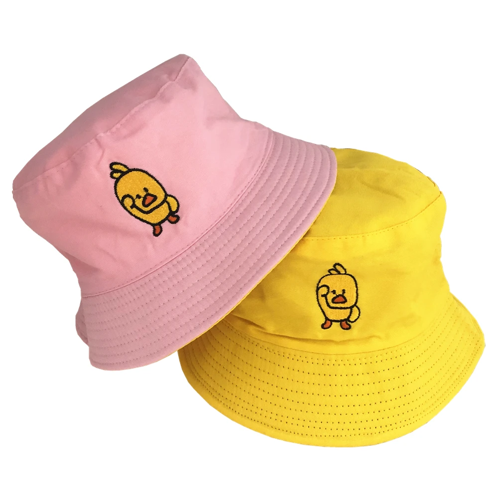 Summer Sun  Reversible Duck Bucket Hat for Men Women Cotton Bob Sad Boys Panama Fold Girls Beach Travel Outdoor Fisherman Cap