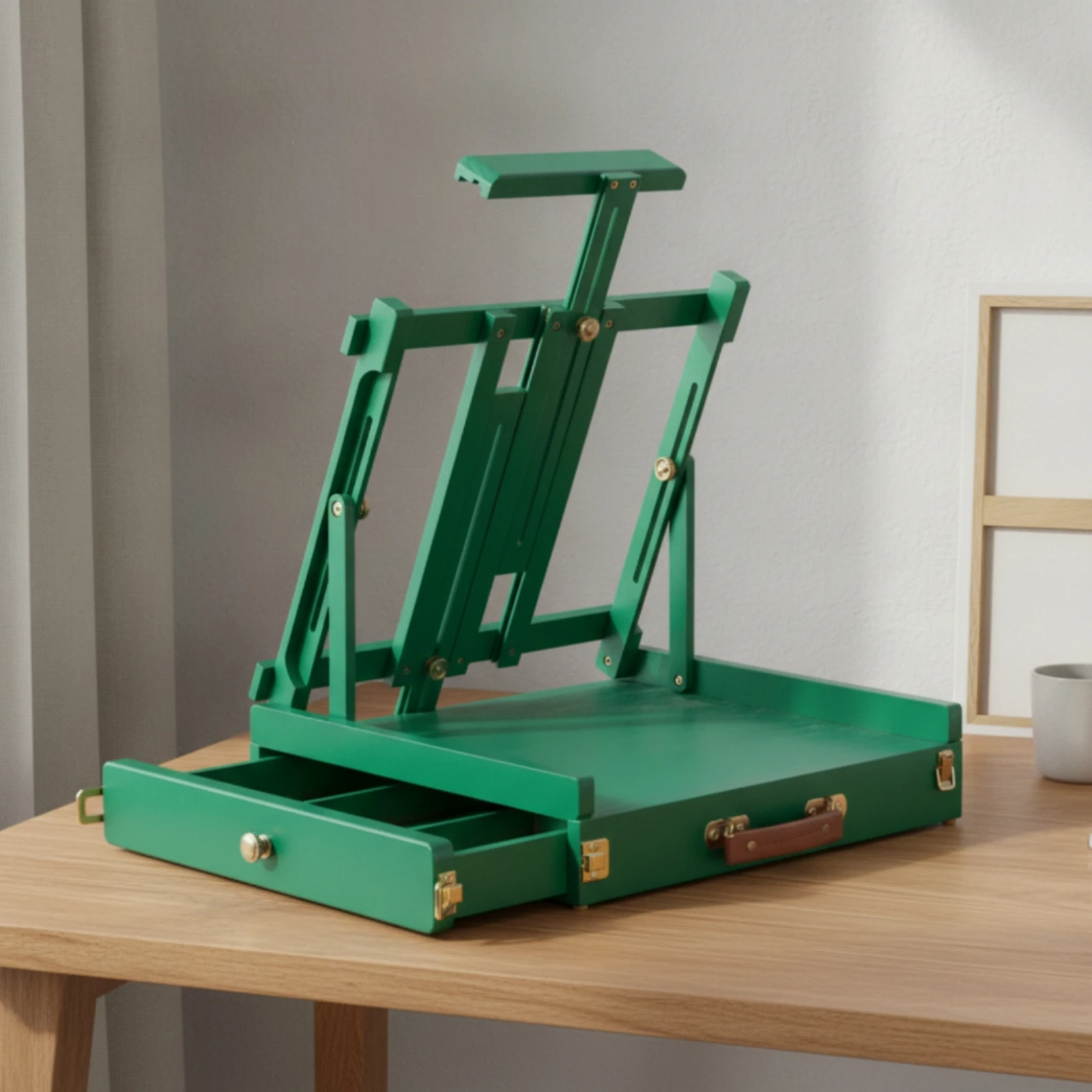 Table Sketch Box Easel Beech Wood Foldable Desktop Easel Tabletop Painting Stand Sturdy Long-Lasting for Artists, Studio