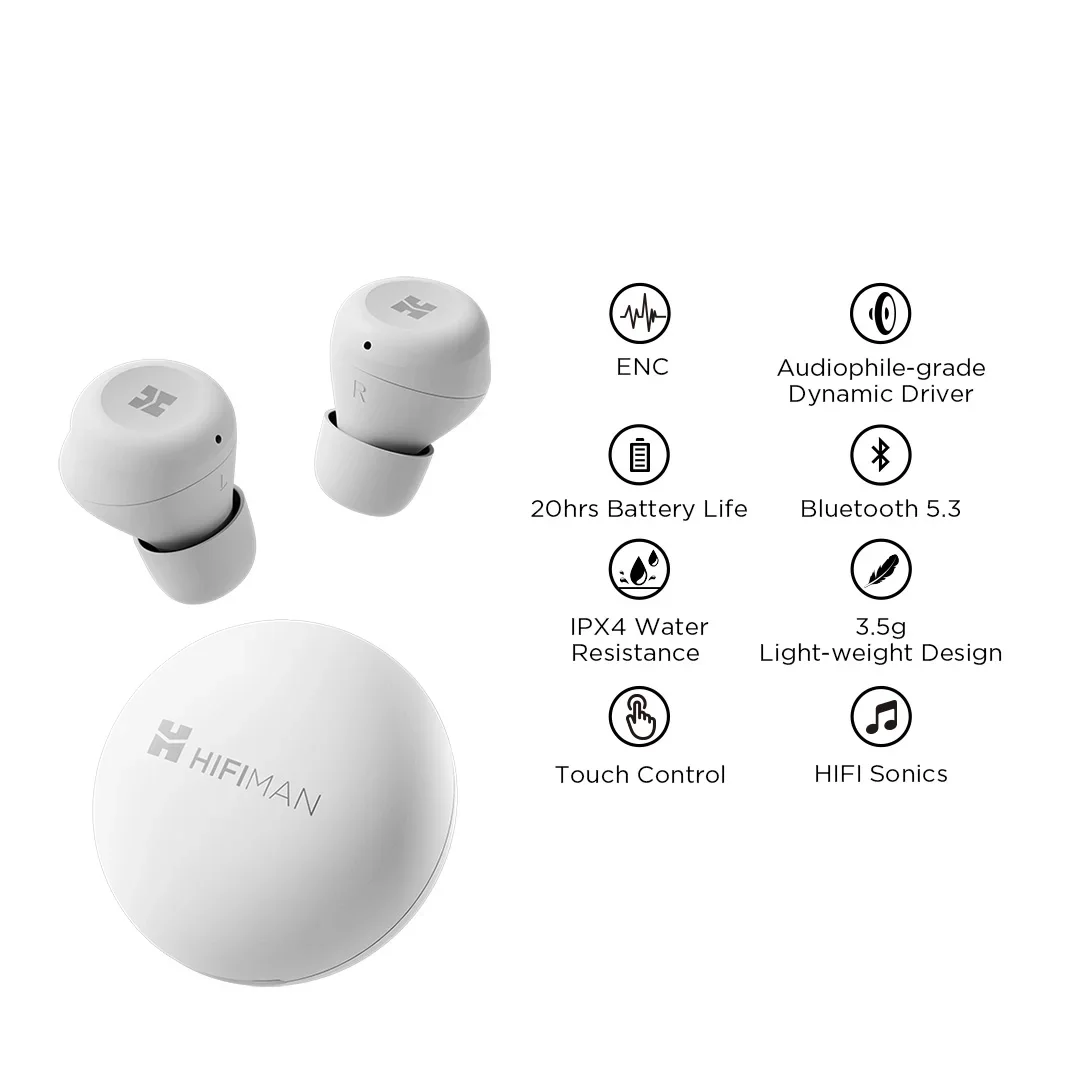 HIFIMAN TWS450 Auriculares estéreo inalámbricos verdaderos con cancelación de ruido ambiental y controlador dinámico de grado audiófilo