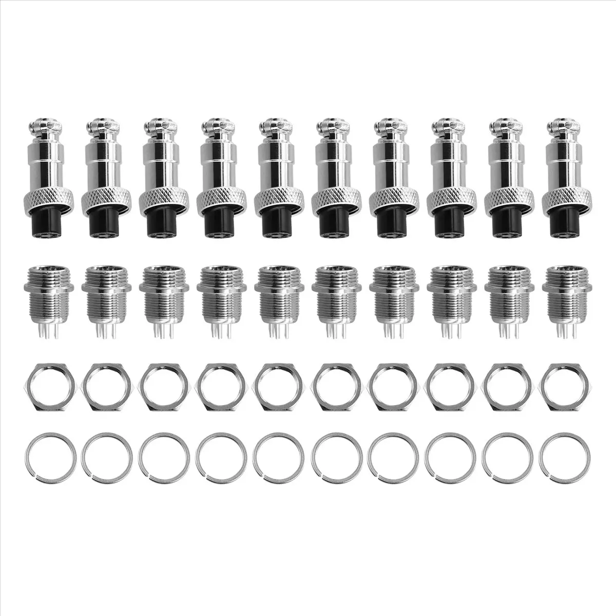 A64K 10set M12 5 Pin 12mm Aviation Connector Male + Female Circular Air Socket Plug Electrical Wire Panel Connector