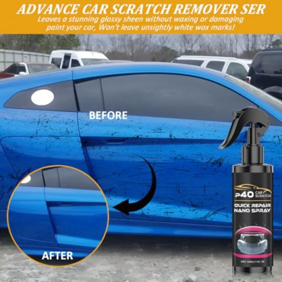 2Pcs P40 Car Scratch Quick Repair Nano Spray Instant Invisible Scratch Remover Quick Paint Restoration Multifunctional Coating