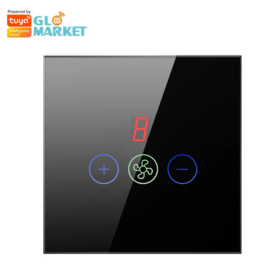 

Glomarket Tuya Smart Wi-Fi переключатель потолочного вентилятора ЕС стандартное стекло сенсорное настенное приложение дистанционное управление электрический переключатель скорости вентилятора