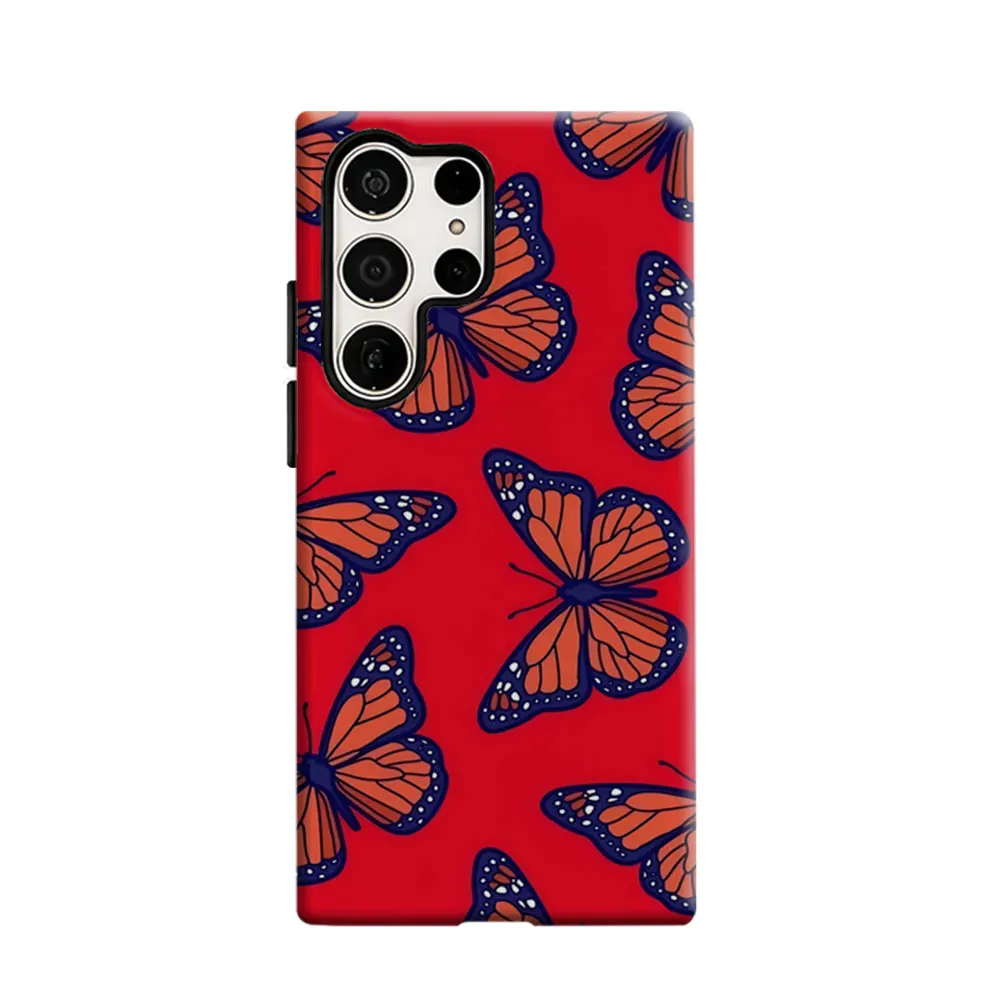 CaseLumi Phone Case For Samsung Galaxy S25 S24 S23 Ultra Plus HD Hard Monarch Butterfly Flair Double Layer Cover Film Shell