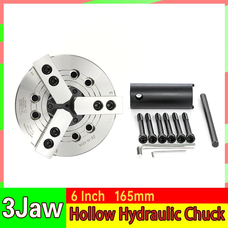 

6 Inch Hollow Hydraulic Chuck 3 Jaw 168mm Powe Oil Pressure Chuck For Mechanical CNC Lathes With A5 Flange High Precision Chuck