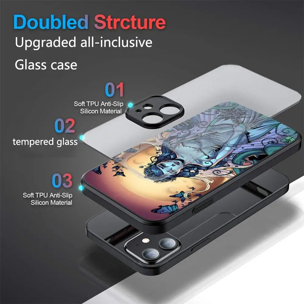 Custodia per telefono Corpse Bride per IPhone 17 16 15 Pro Max 14 13 12 Mini Plus Samsung S25 24 23 Custodia per telefono Ultra Glass