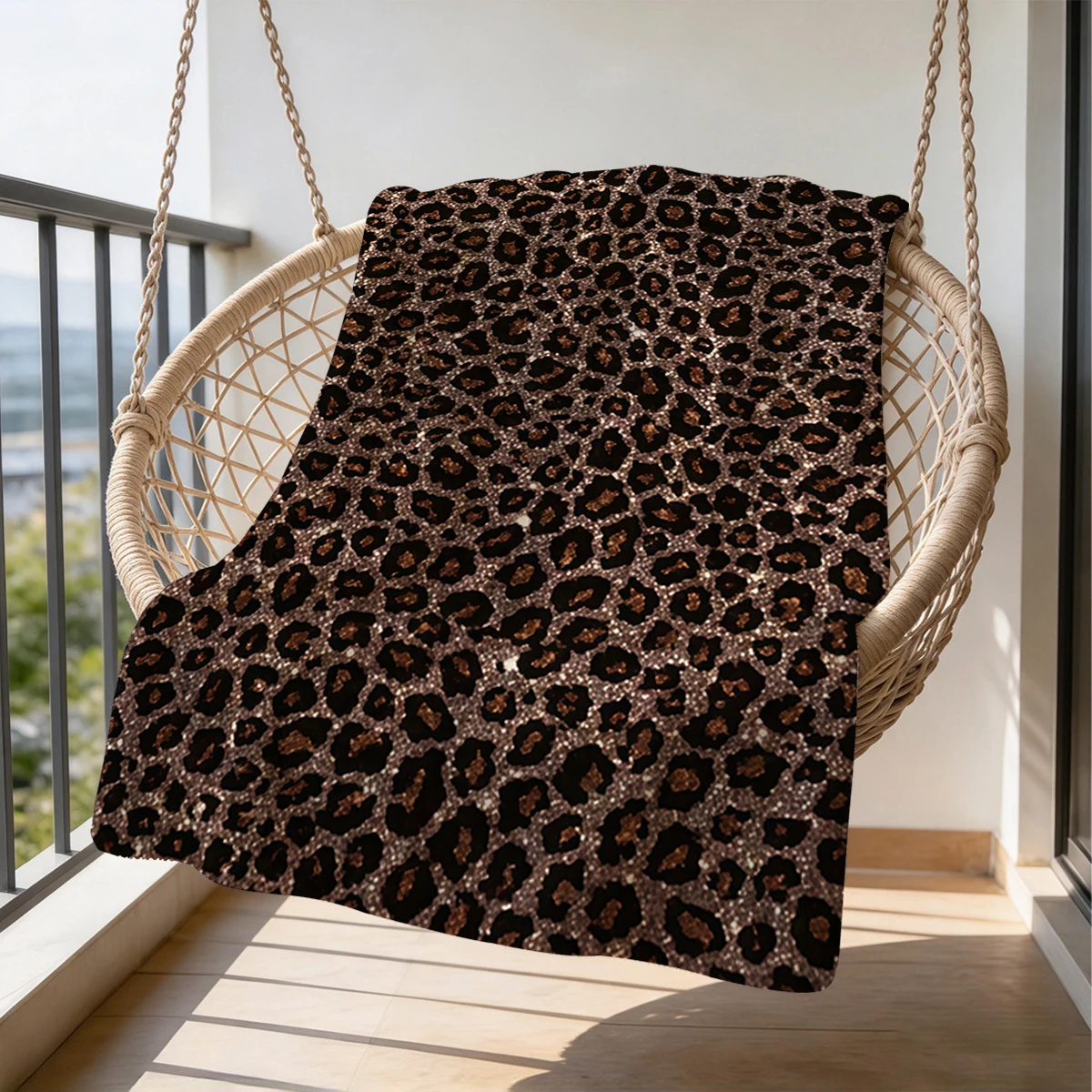 Leopard Sparkle Flannel Blanket Warm Soft Halloween Christmas Couch Warm Cozy Decorative Decor Gift for All Season