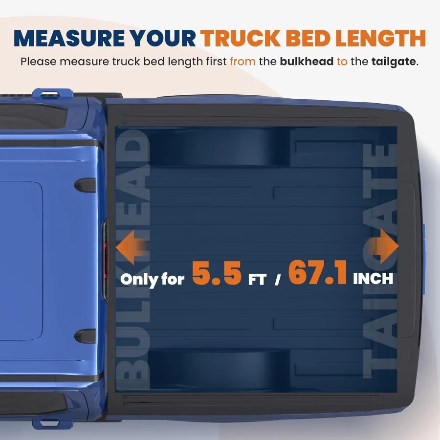 غطاء سرير شاحنة قابل للطي رباعي الطول بطول 5.5 قدم متوافق مع الجزء العلوي متوافق مع 20152024 2025 F150 F150 Bed Fourth Flip Styleside Tr #2