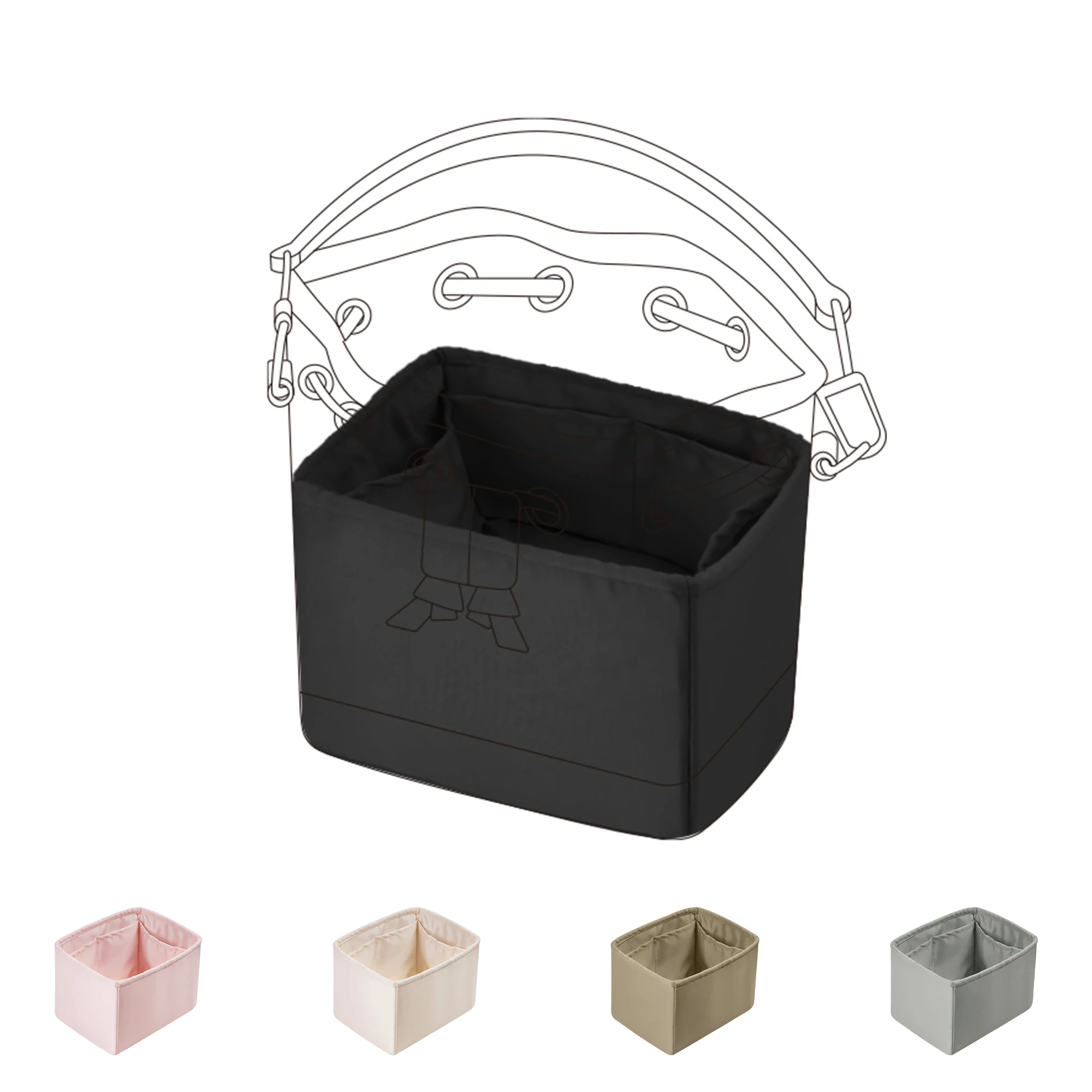 DGAZ Silk Purse Organizer Insert Fits LV Nano Noe bags，Silky Smooth Bag Organizer，Luxury Handbag & Tote Shaper