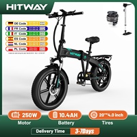 HITWAY 20 * 4.0” Electric Bike, 48V 10.4Ah Battery up to 50-100KM, 250W Motor Fat Tire E Bike, Foldable Electric Bicycles