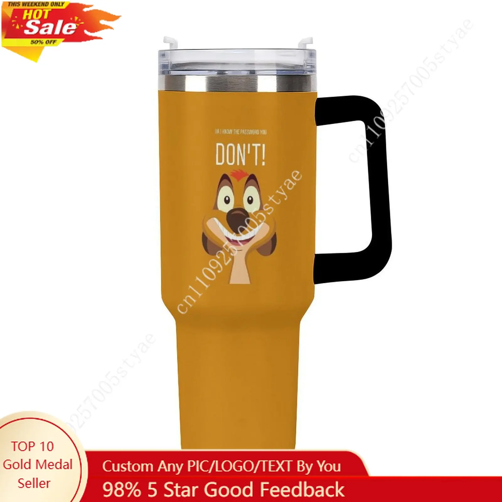 

Timon Insulated Water Bottle Disney Cartoon Custom Design Your Personal Text Images Car Cup Travel Water Bottle 40 Oz