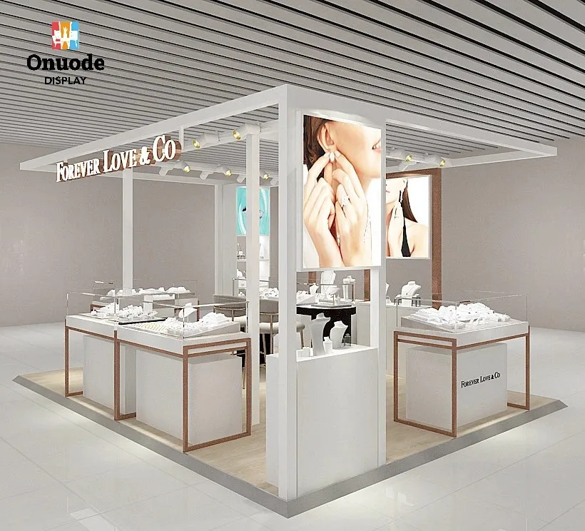 

Custom.High-Fashion Jewelry Island Concept Minimalist LED Glass Cabinets for Upscale Store Design Jewelry Store Interior Design