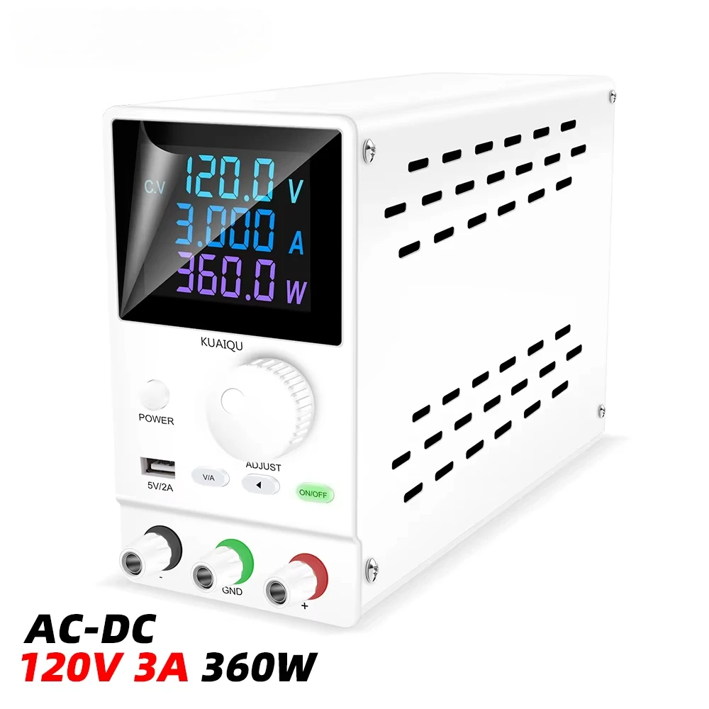 KUAIQU SPPS-A1203D 120V 3A 360W Adjustable DC Power Supply with Encoder Precision Knob for 48v 72v Universal Battery Charge