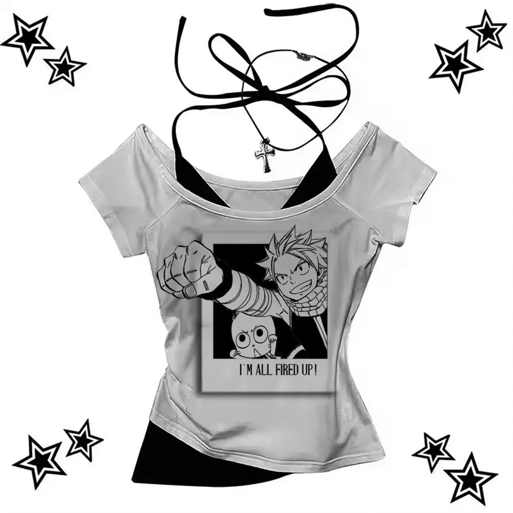 Fairy Tail shirt women Colorful Pastel aesthetic hip hop Retro kawaii shirt Punk streetwear Digital Graphic Retro Classic