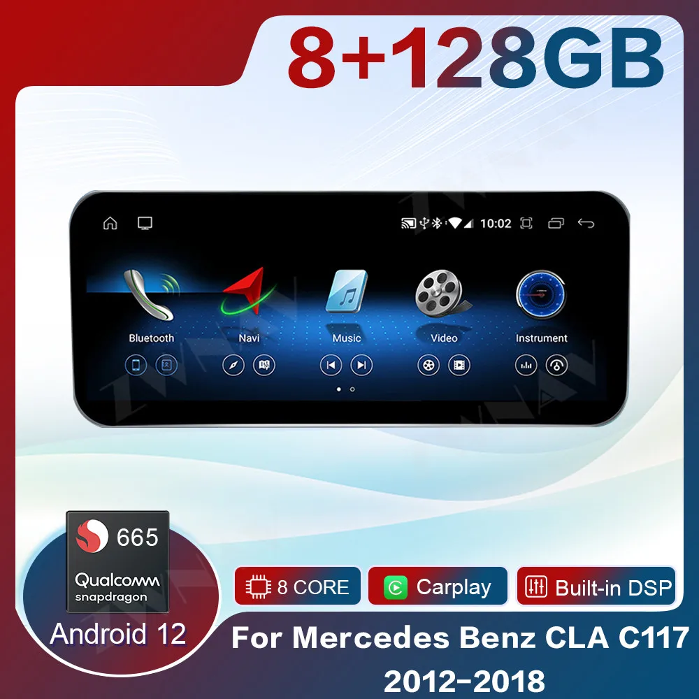 Android 12 8+128G Wireless CarPlay For Mercedes Benz CLA C117 2012-2018 Car Multimedia Navigation Auto Radio GPS SWC DSP 4G WiFi