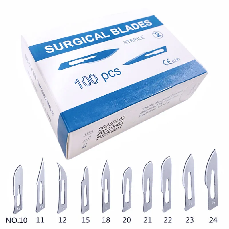100pcs Dental Surgical Blade Sterilized Carbon Steel Scalpel Knife #10#11#15 Beauty DIY Disposable Mobile Phone Repair Tools