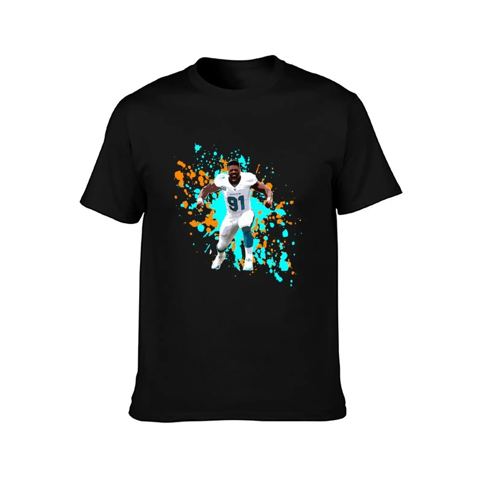 Cameron Wake T-Shirt, Summer Casual Cotton Tee, Oversized Streetwear Tops, Vintage Graphic Print, Loose Fit Short Sleeve
