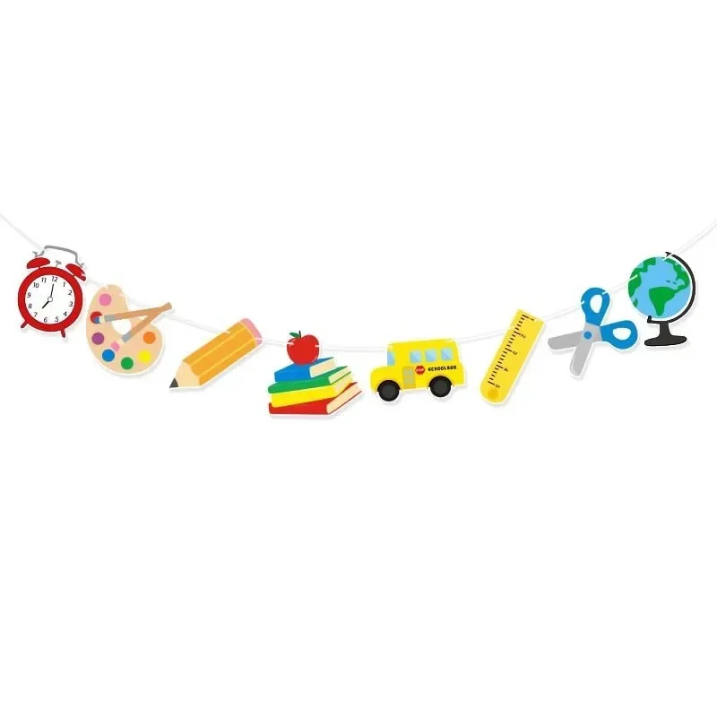 Back To School Season Theme Banner Welcome Back To School Apple Wall Hanging Garland for Classroom Arrangement Decoration