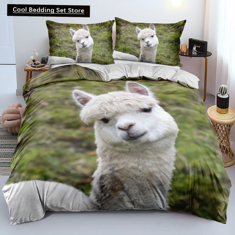 

Alpaca Duvet Cover King Queen Size Kawaii Farm Animal Theme Bedding Set Kids Cartoon Llama Alpaca 2/3pcs Polyester Quilt Cover