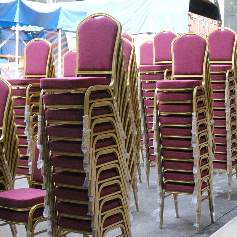 

New Arrival Wholesale Luxury Stackable Gold Iron Metal Wedding Banquet Chair Hotel Furniture Chairs Aluminum For Party And Event