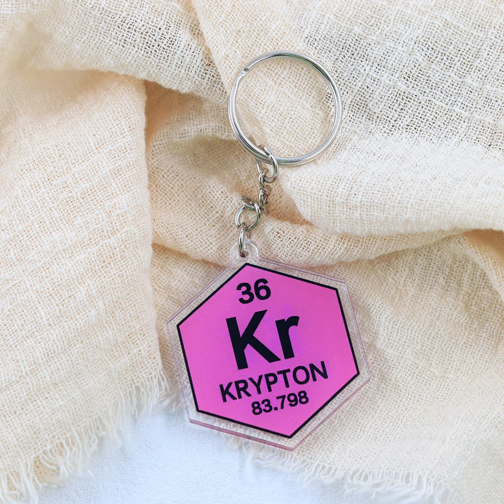 Purple Hexagonal Krypton Symbol Keychain Science And Chemistry Keyring Geek Gift Backpack Accessory For Students And Teachers