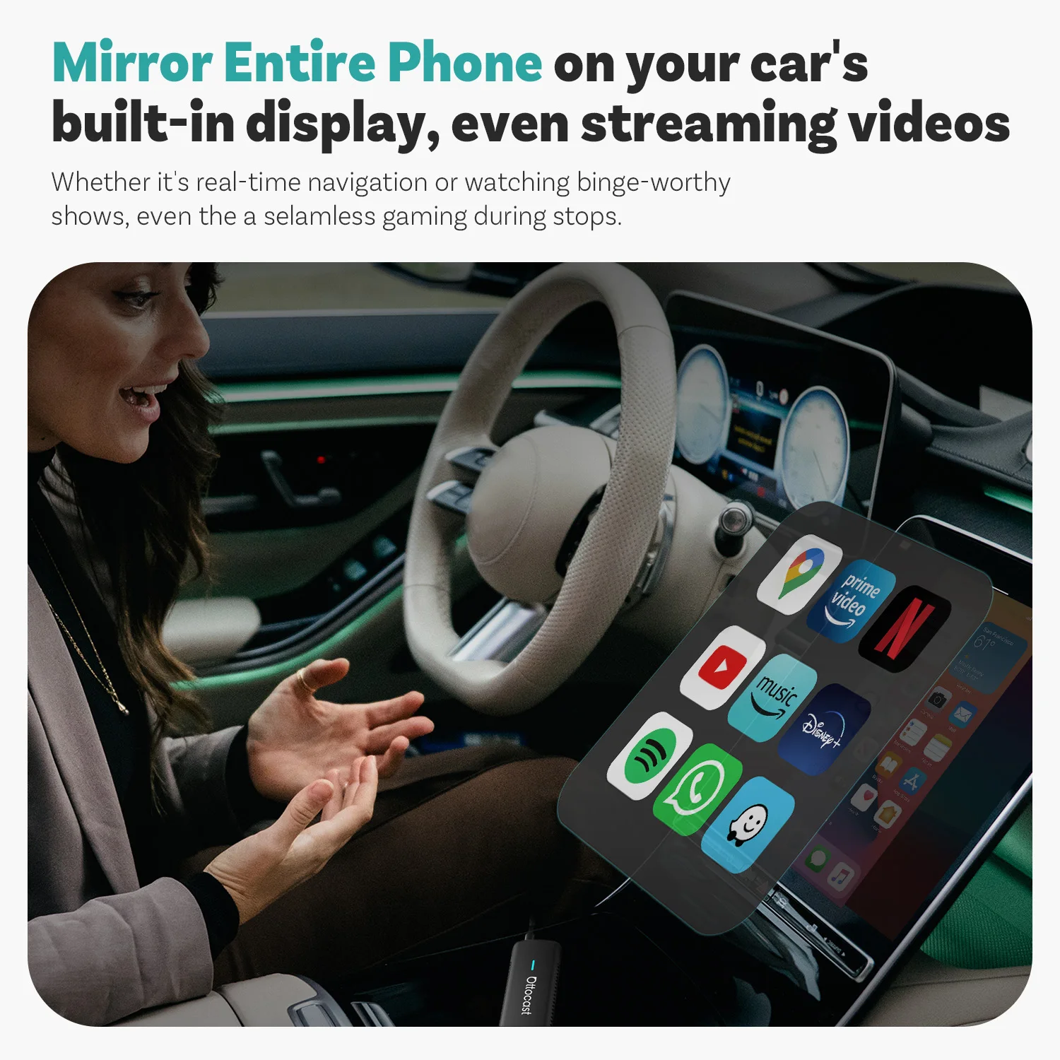 Ottocast ミラータッチ 双方向ミラーリング ワイヤレス CarPlay