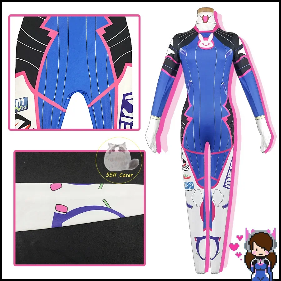 Disfraz de Cosplay de Dva para mujer, mono Sexy de Zenti Game, peluca Dva, auricular de pistola de juguete, ropa de fiesta de Halloween