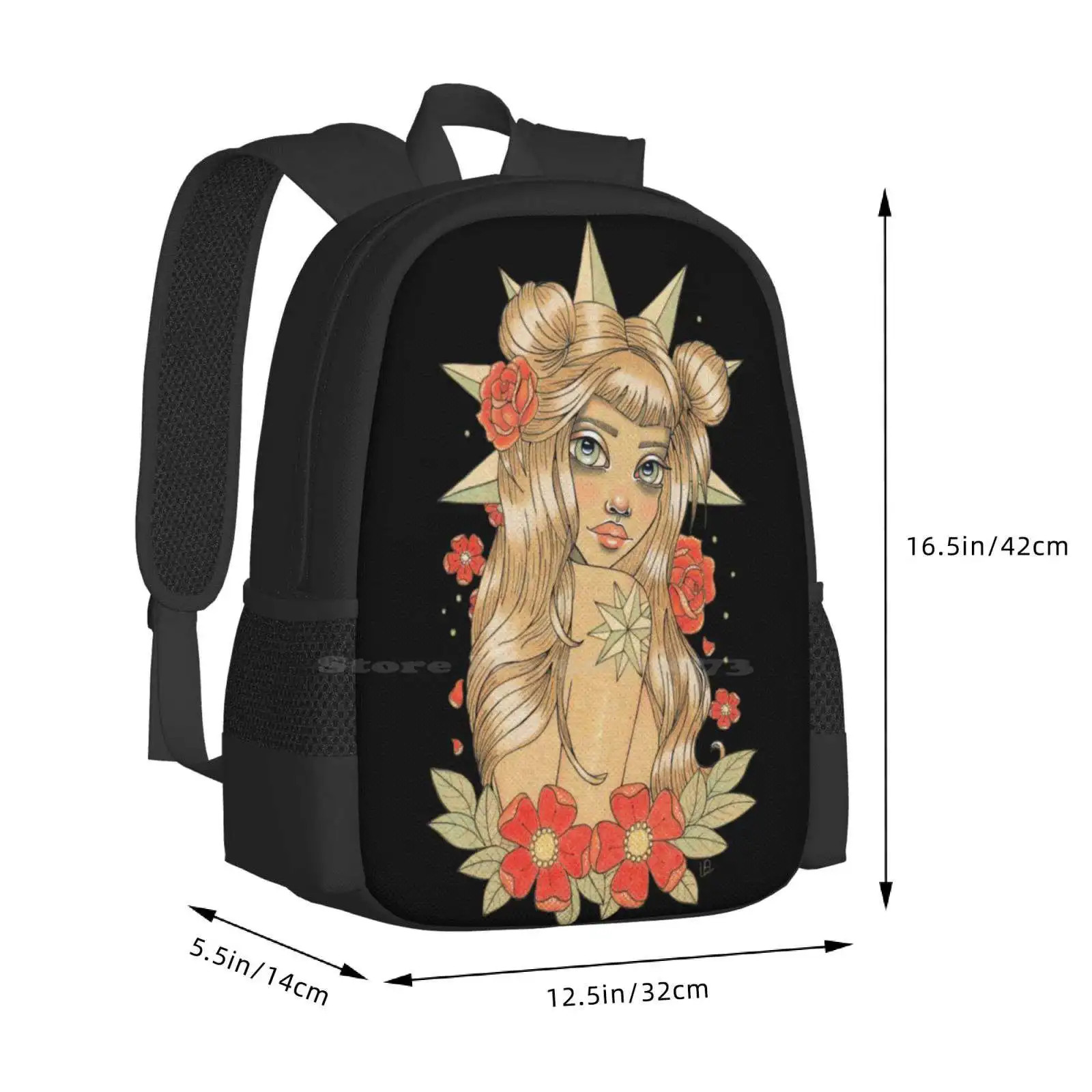 La Estrella Pattern Design Bagpack School Bags Star Loteria Lea Barozzi Up Tattoo Pop Surreal Big Eye Girl Cool Sexy Roses Low