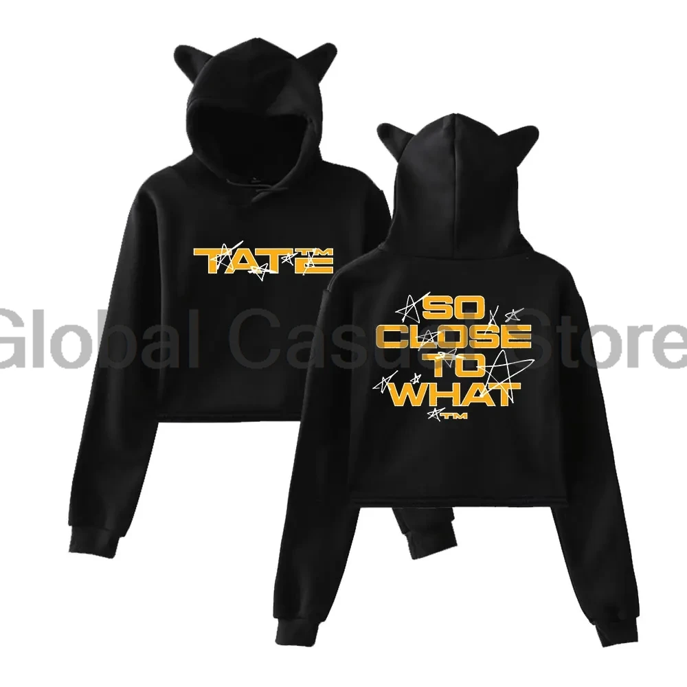 

Tate McRae So Close To What Merch Stars Hoodie Miss Possessive Tour Women Cat Ears Hooded Sweatshirts Long Sleeve Crop Top
