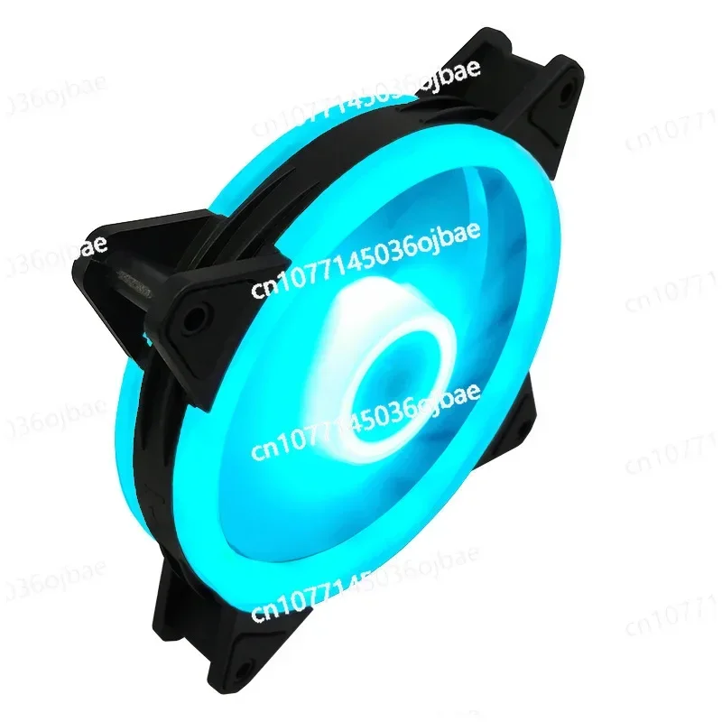 Double Aperture Chassis Fan 12cm Desktop Computer Silent Inside and Outside Luminous LED Solar Eclipse Aurora Cooling Fan