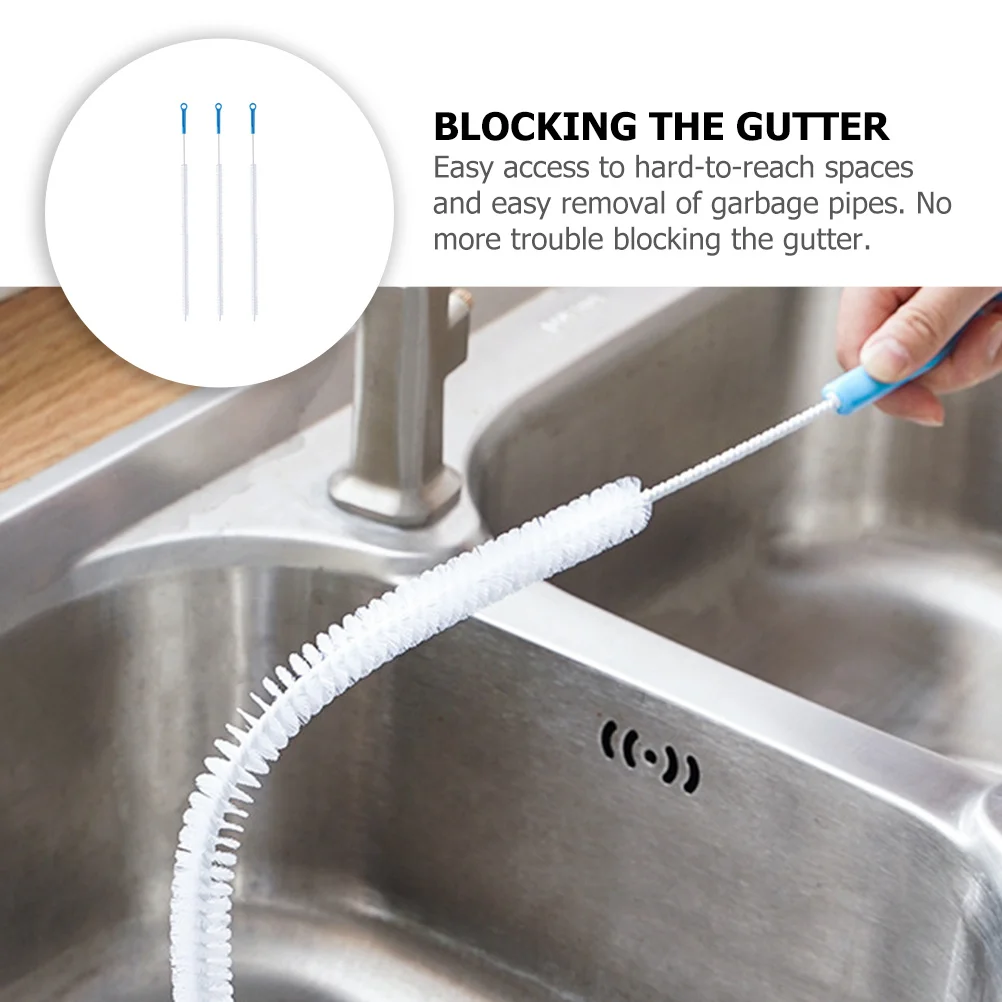 

3Pcs Household Drain Cleaning Tool Nylon Bristles Dredging Device for Unclogging Pipes Garbage Removal in Kitchen Bathroom