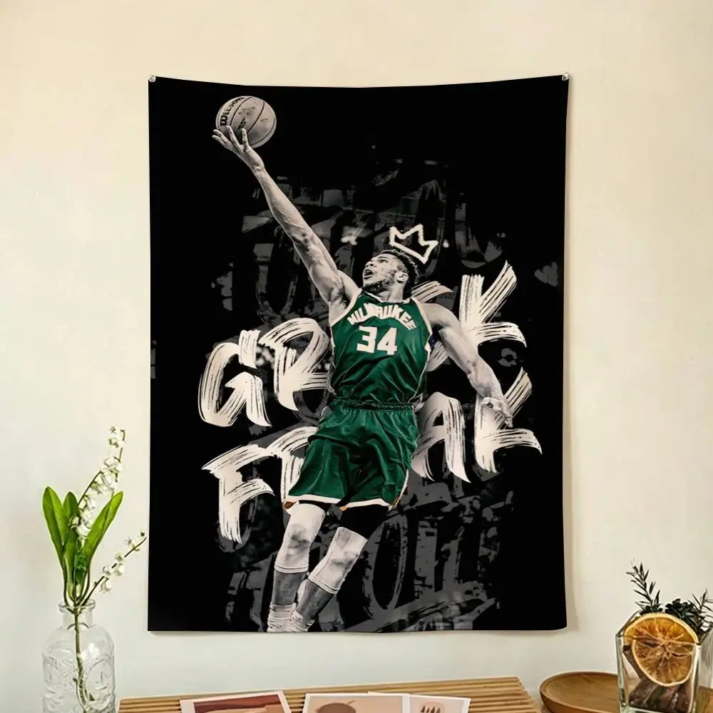 G-Giannis BASKETBALL 34 Flags Wall Hanging Background Art Banner for Bedroom Home Outdoor Decor