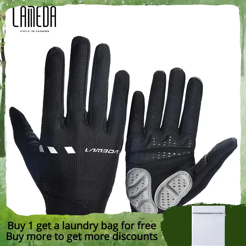 LAMEDA Full-finger Cycling Gloves Shock-absorbing Touchscreen Long-finger Road Mountain Bike Equipment Bicycle Accessories