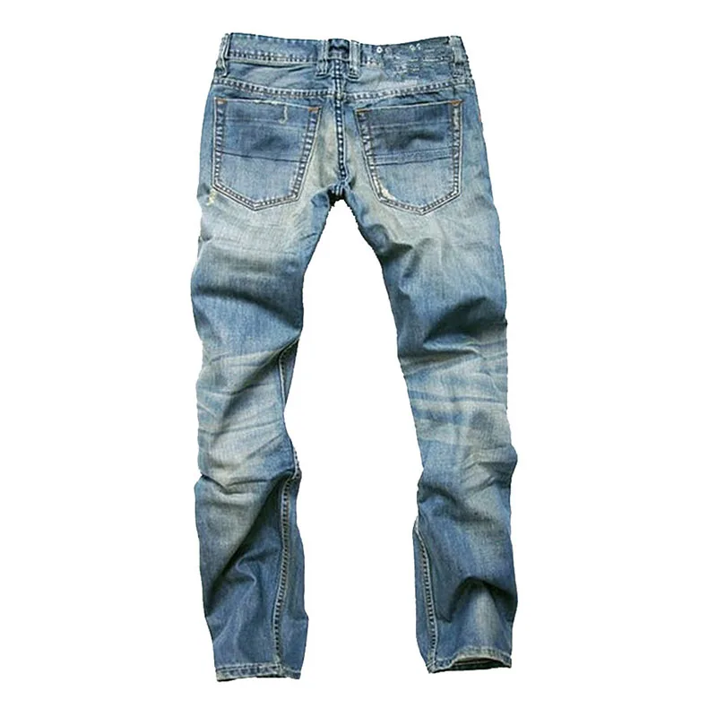 Mode-Taste Fly Ripped Nostalgic Jeans Männer Hosen Gerade Slim Fit Baumwolle Hohe Qualität Casual Denim Hosen Männer Jeans