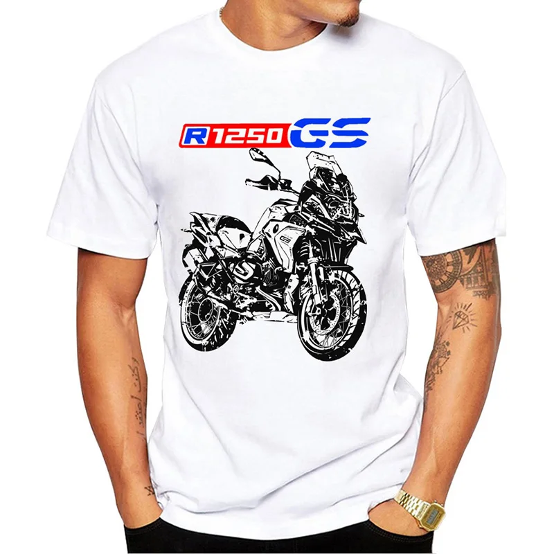 Drive The Classic Motorcycle GS 1250 R 1250 GS E30 Printed T-shirt Summer Men\'s Short Sleeve White Casual Top Hip Hop Boys\' Cycl