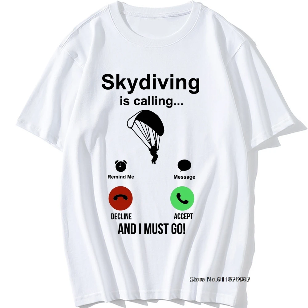 Skydiving Is Calling T Shirt Gift Men Short Sleeve Vintage Graphic Harajuku Jumping Planes Parachute T-shirt Boyfriend