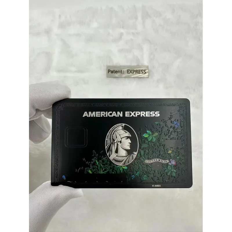 

custom，Custom, floral, metal card, stainless steel, card, replace old card on metal, centurion. Movie props, American Ex