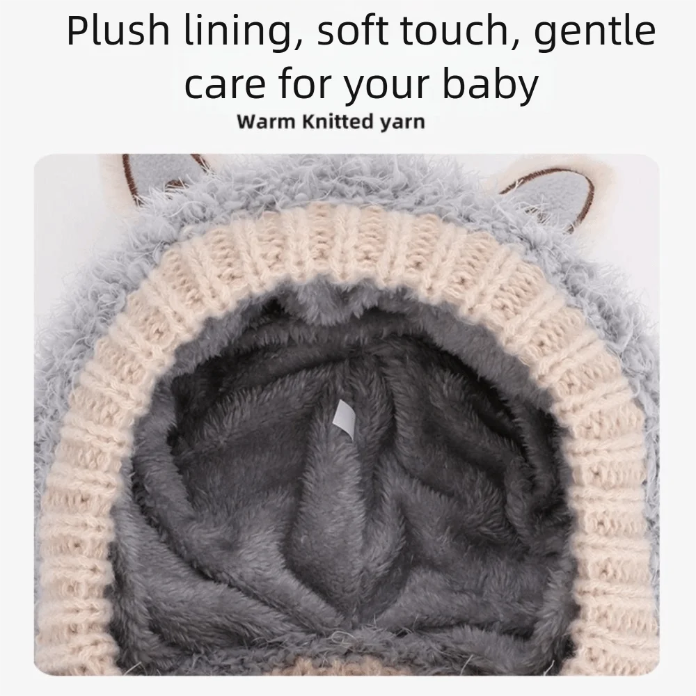 الصوف متماسكة وشاح البلوز قبعة يندبروف المخملية منديل الشتاء قبعة تدفئة قطعة واحدة قبعة دافئة الأذن الشتاء قبعة القبعات #5