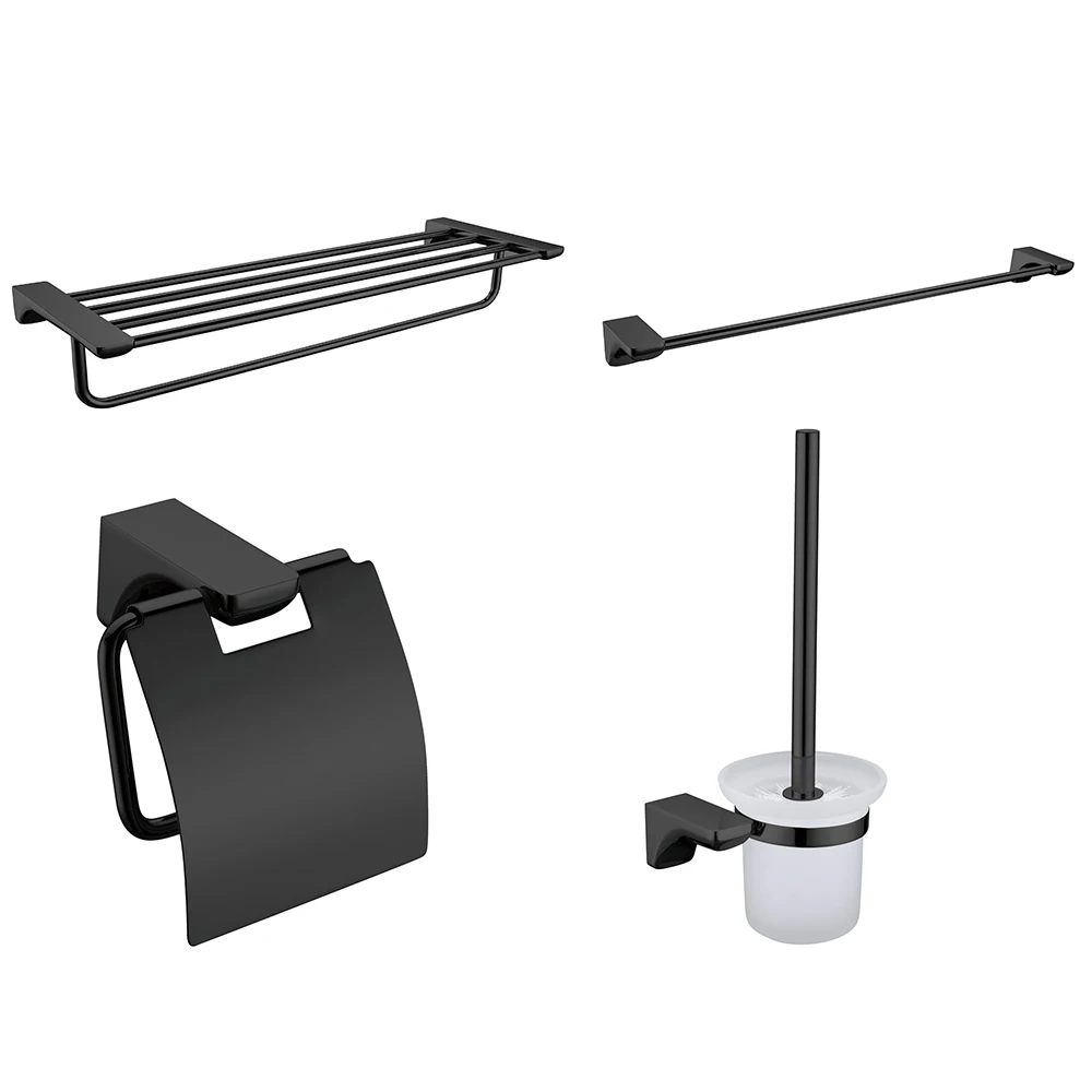 304ss stainless steel matt black toilet bathroom accessories set with high quality hardware