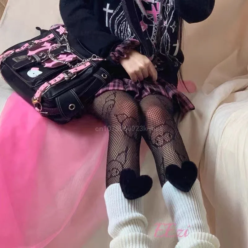 Gorąca dziewczyna torebka Sanrio Hello Kitty peryferia Gothic Punk Vintage różowe łańcuszki Crossbody torba na ramię Y2k modny prezent dla