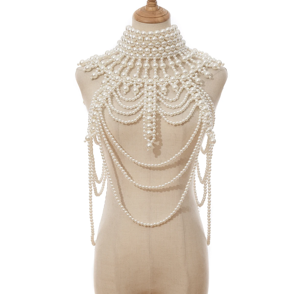 

Hazem Store Pearl Necklace Handmade beaded luxury dress accessories Retro party body chain