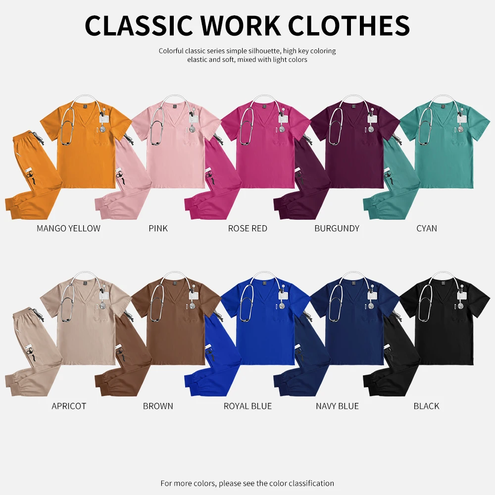 الحيوانات الأليفة الاستمالة الطبيب فرك دعوى S-XXL قصيرة الأكمام أعلى عداء ببطء بانت ممرضة موحدة النساء 10 ألوان الملابس الطبية جراحة عمال