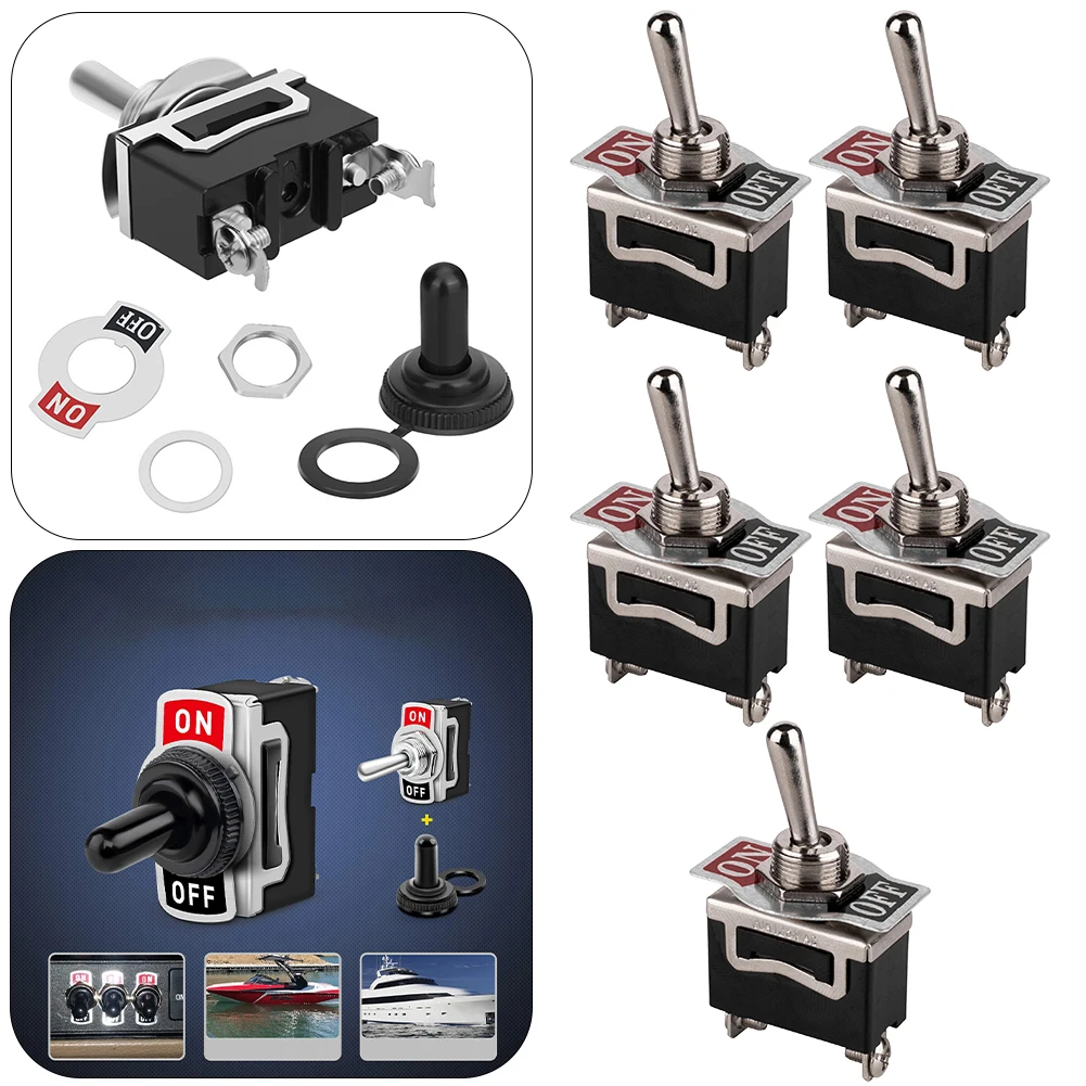 SPST Rocker Switch Heavy Duty Rocker Waterproof  Toggle 2Pin Boot Cap Cover Car Boat Rocker Toggle Switch Boot for Auto Car Boat