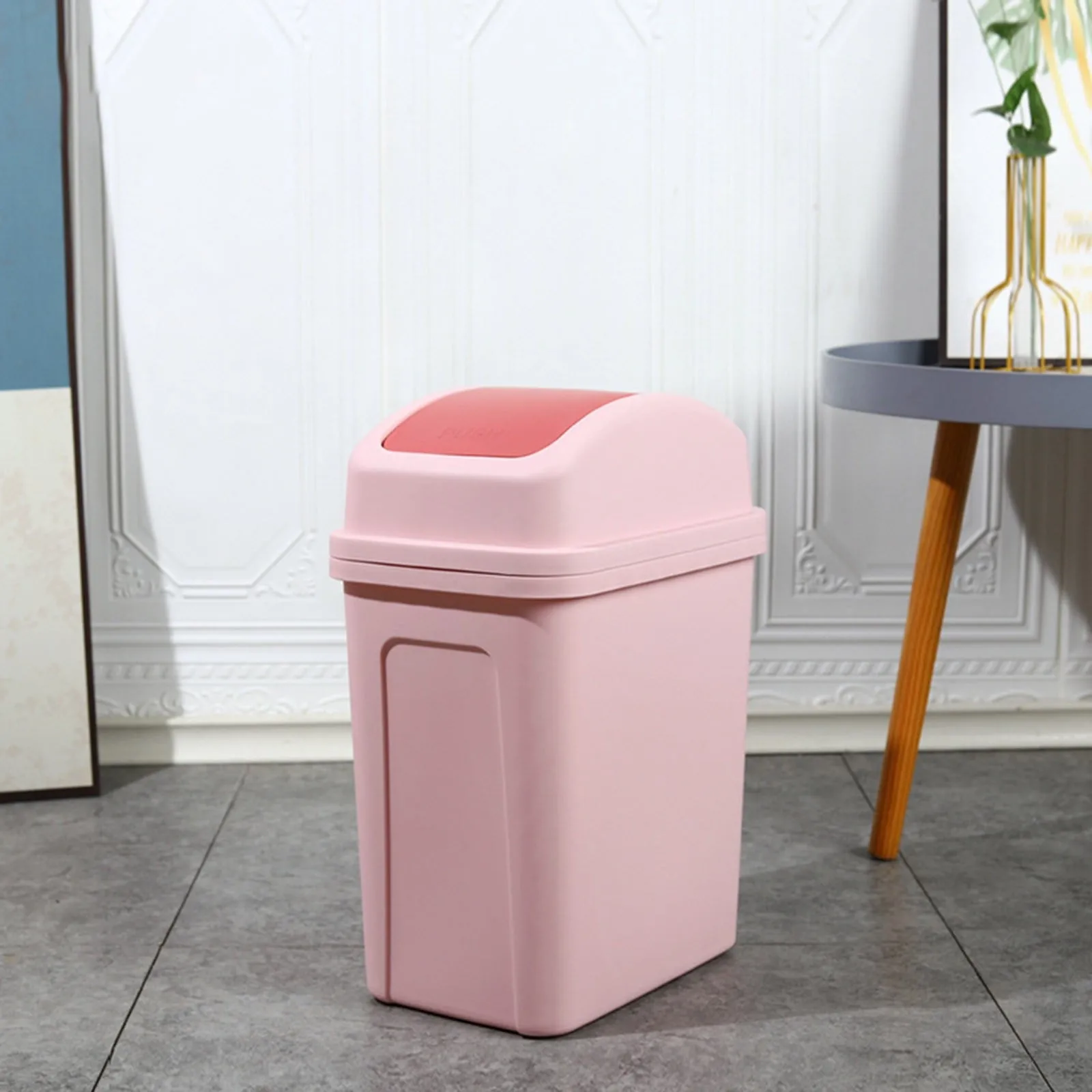 Kitchen Trash Can Plastic Swing Top Garbage Buckets Creative Covered Kitchen Living Room Trash Can Flip Sundries Buckets