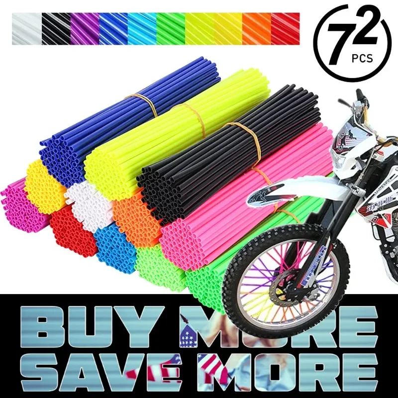 72PCS 24cm Universal Dirt Bike Spoke Covers Motorcycle Wheel Rim Spoke Wrap Kit Skins Protector Cover For Motocross Bicycle Bike