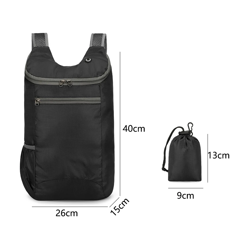 حقيبة ظهر خفيفة الوزن قابلة للطي للاستخدام الخارجي - حقيبة رياضية من القماش المقاوم للماء عالية الكثافة للتخييم والمشي لمسافات طويلة والسفر وتسلق الجبال