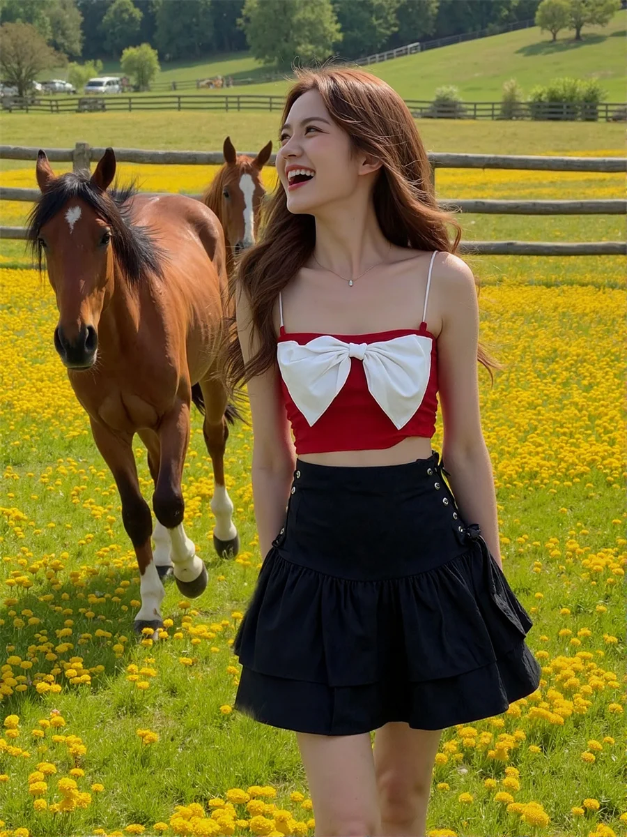 

Black Bandage Mini Skirts Womens Velvet Jacquard Irregular High Waist Flare Autumn Comfortable Cozy Youth Sweet Modern Slimming