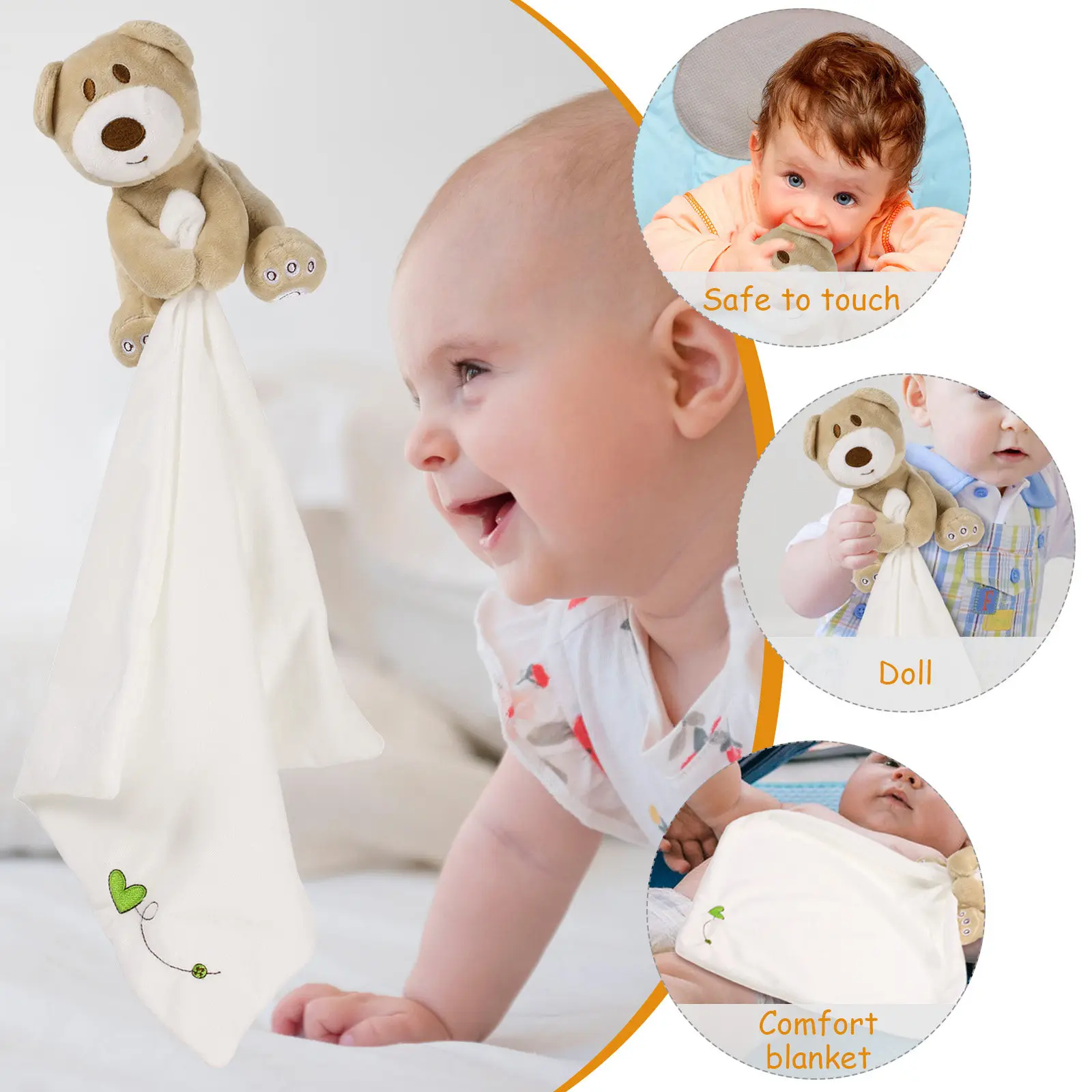 

Bear Security Blanket Baby Comforter Soft Cotton Spandex Soothing Comfort Blanket for Sleeping Newborn Comforter